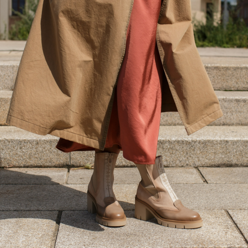 Stylizacje z beżowymi botkami – pomysły na eleganckie zestawy Tymoteo