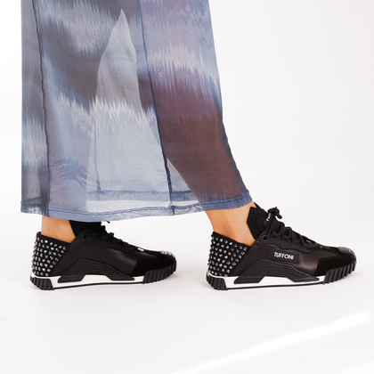 Modne sneakersy ze skóry - TUFFONI 3623009LL CZARNE