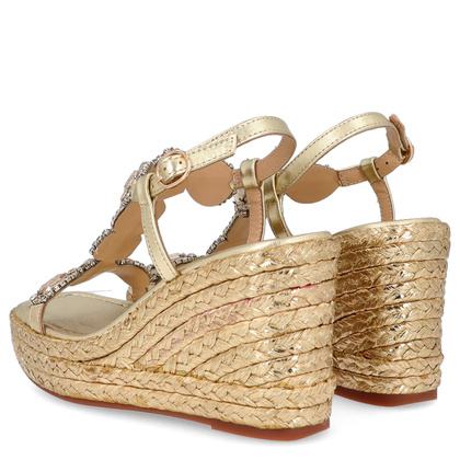 Hiszpańskie sandały na koturnie - ALMA EN PENA V251270 ZŁOTE