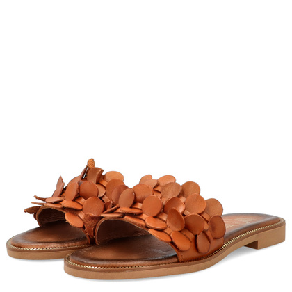 Klasyczne klapki ze skóry - LEMAR 40381 BRĄZOWE