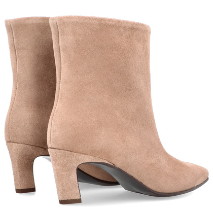 Skórzane botki na obcasie - TYMOTEO G1076 BEŻOWE