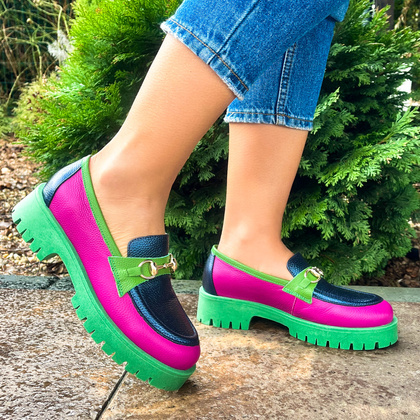 Kolorowe mokasyny ze skóry - TYMOTEO A1003 KOLOROWE