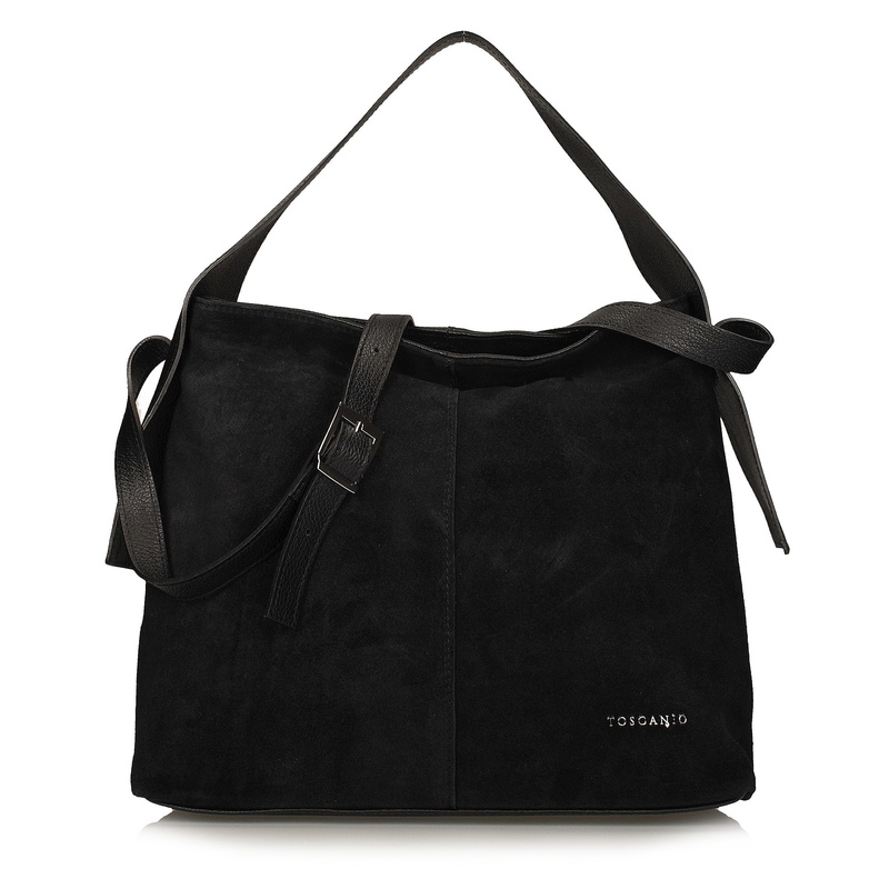 Zamszowa torebka damska - TOSCANIO G39 CZARNA