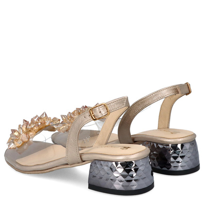 Silikonowe sandałki na niskim obcasie - TYMOTEO 476-37 ZŁOTE