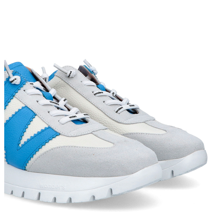 Hiszpańskie sneakersy premium - WONDERS A-2476 SZARO-NIEBIESKIE