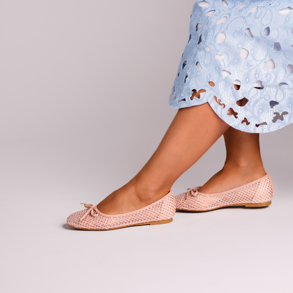 Modne baleriny z siateczki - SCAVIOLA S-430 RÓŻOWE