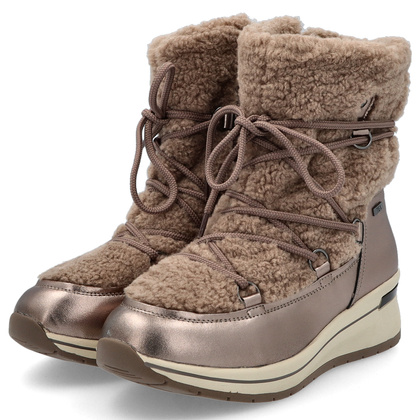 Śniegowce damskie z wiązaniem - CAPRICE 9-26222-43 ZŁOTE METALICZNE