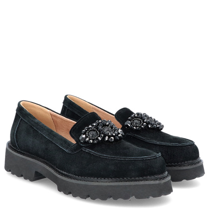 Eleganckie mokasyny z ozdobą - FILIPPO DP6167/24 BK