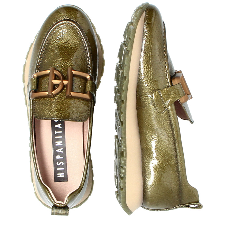 Hiszpańskie półbuty lakierowane - HISPANITAS HI254386 KHAKI