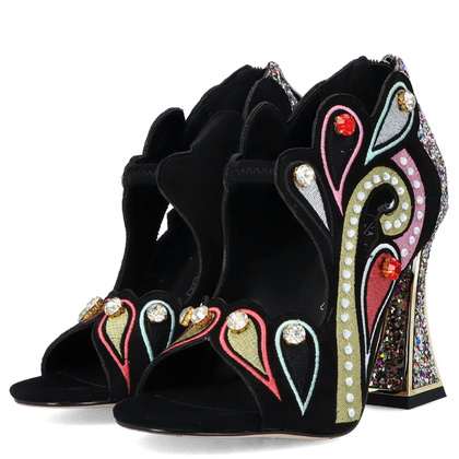 Efektowne sandały na ozdobnym słupku - SCAVIOLA S-152 CZARNE