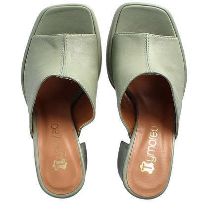 Designerskie klapki na słupku - TYMOTEO U1006 OLIWKOWE