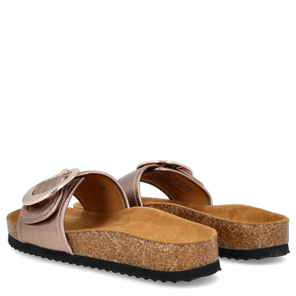 Skórzane klapki na korku - CAPRICE 9-27401-44 ZŁOTE