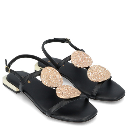 Skórzane sandałki z ozdobami - GIOSEPPO 72364 CZARNE