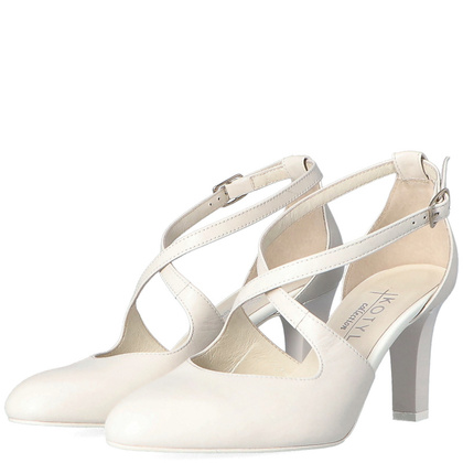 Ślubne czółenka na obcasie - KOTYL 7079 ECRU