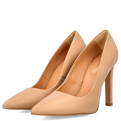 Klasyczne szpilki ze skóry - TYMOTEO 594 BEŻOWE