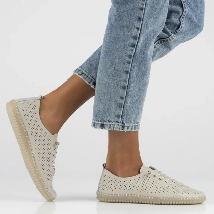 Skórzane półbuty - FILIPPO DP6140/25 BEŻOWE