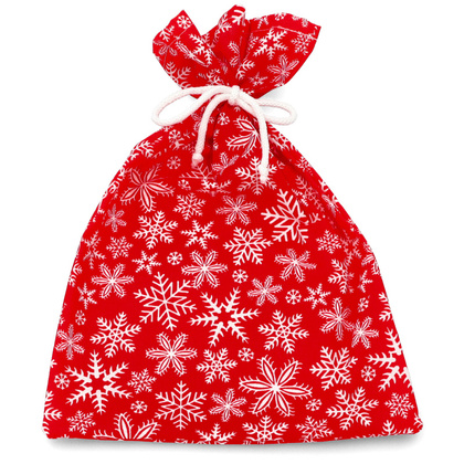 Worek na prezent świąteczny - TYMOTEO LOVE P01 CZERWONY w Śnieżynki