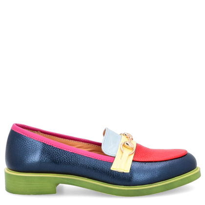 Kolorowe skórzane mokasyny - TYMOTEO A1005 MULTIKOLOR