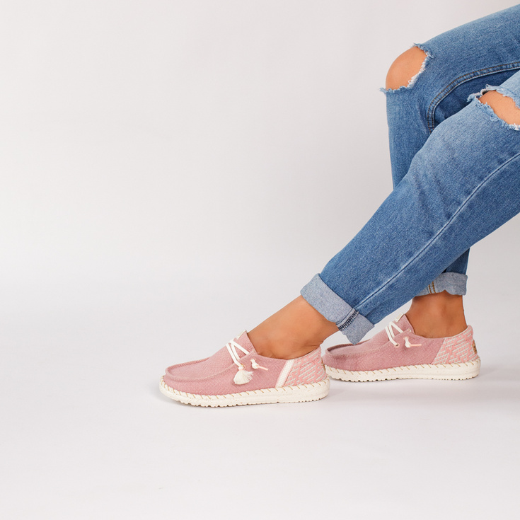 Lekkie półbuty damskie - HEY DUDE WENDY FUNK COASTAL JUTE 43182-680 RÓŻOWE