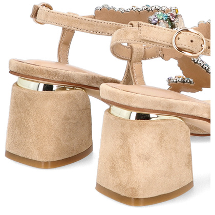 Hiszpańskie sandały na słupku - ALMA EN PENA V240711 BEŻOWE