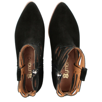 Krótkie botki z wycięciami - TYMOTEO L1045 CZARNE