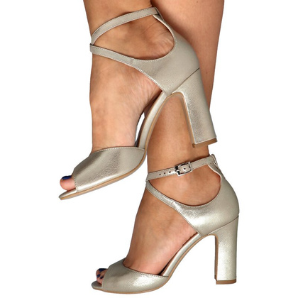 Sandałki na słupku - KOTYL 5915 ZŁOTY EF