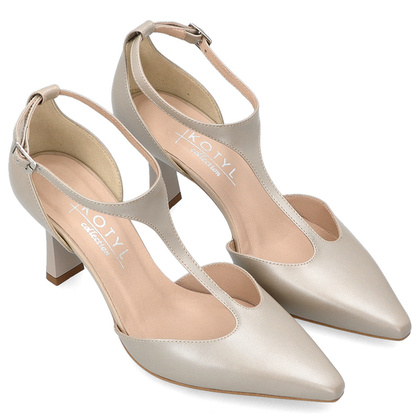 Czółenka ślubne z paskami - KOTYL 9007 PERŁOWE