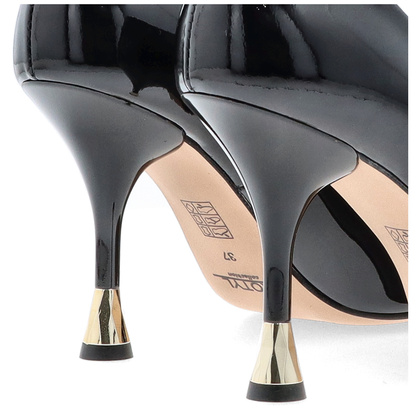 Eleganckie szpilki ze skóry lakierowanej - KOTYL 8517 CZARNE