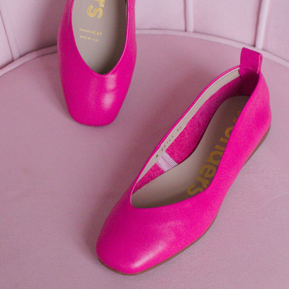 Hiszpańskie baleriny z miękkiej skóry - WONDERS A-86141 RÓŻOWE