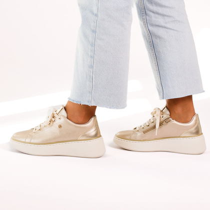 Sneakersy damskie - GEOX D.SUNNETTY D55YHA ZŁOTE