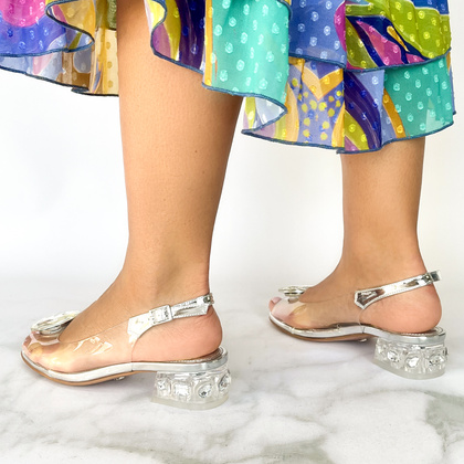 Płaskie sandały silikonowe - SCAVIOLA S-221 SREBRNE