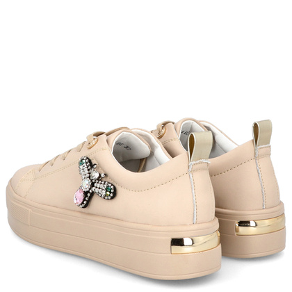 Sportowe buty damskie z owadem - FILIPPO DP6042/24 BEŻOWE