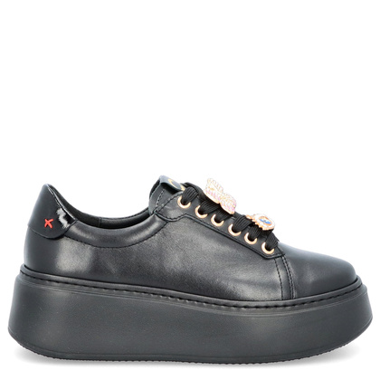 Sneakersy skórzane z ozdobami - CHEBELLO 4292 CZARNE