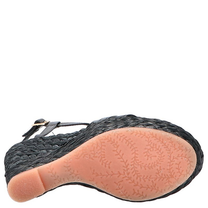 Sandały na koturnie z modnym łańcuchem - TYMOTEO IDRO CZARNE