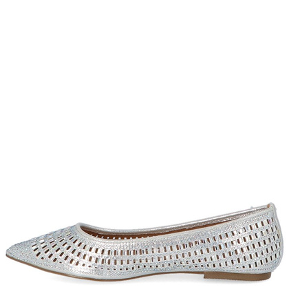 Błyszczące balerinki ślubne - MENBUR 20742 SREBRNE