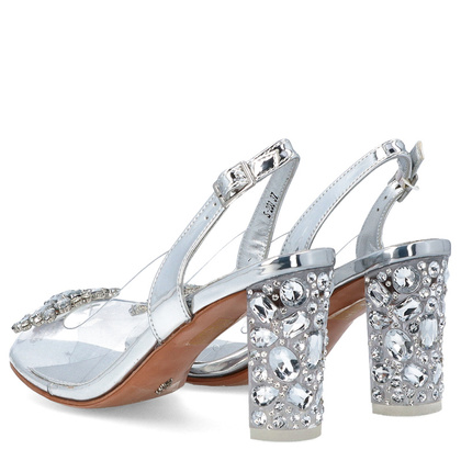 Sandały na modnym obcasie - SCAVIOLA S-208 SREBRNE