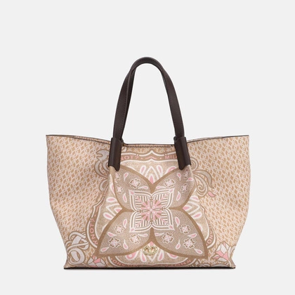 Torebka shopper średnia - YNOT FLOWER FLW708S5 BEŻOWA