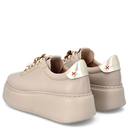 Sneakersy skórzane z ozdobami - CHEBELLO 4292 BEŻOWE