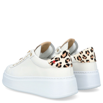 Sneakersy skórzane premium - GIO+ PIA354A BIAŁE PANTERKA