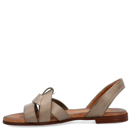 Płaskie sandały skórzane - LEMAR 40185 BEŻOWE