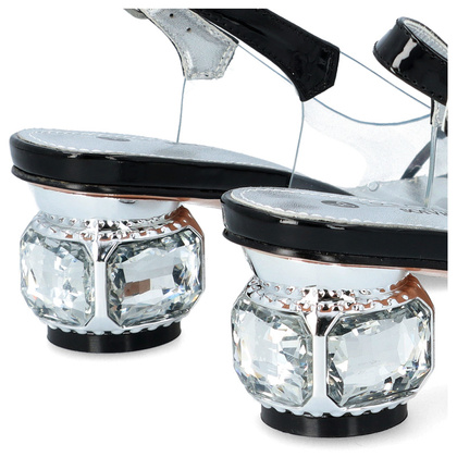 Silikonowe sandały na ozdobnym obcasie - SCAVIOLA S-236 CZARNE