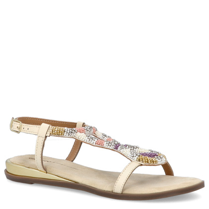 Skórzane płaskie sandałki - GIOSEPPO 74856 BEŻOWE