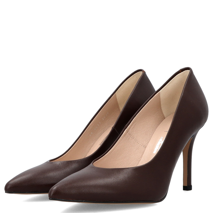 Klasyczne szpilki ze skóry - KOTYL 8523 CZEKOLADOWE