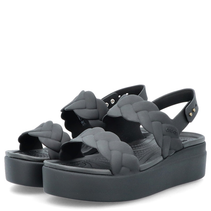 Damskie sandały na platformie -CROCS BROOKLYN WOVEN UPPER LOW EDGE W 209977 CZARNE