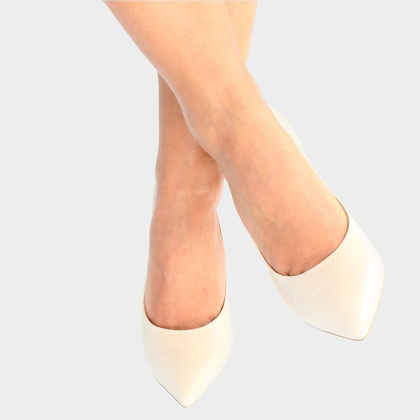 Czółenka na designerskim slupku - BRAVO MODA 0063 KREMOWE