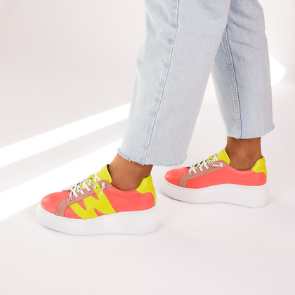 Hiszpańskie sneakersy premium - WONDERS A-2670 KORALOWE