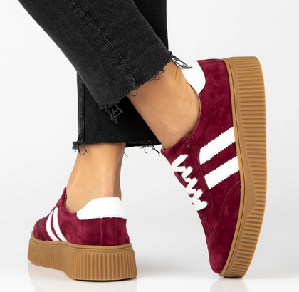 Sneakersy ze skóry naturalnej - FILIPPO DP6776/25 BORDOWE