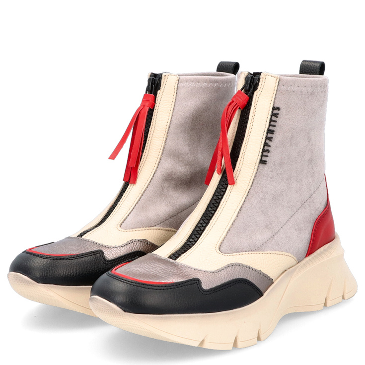 Hiszpańskie wysokie sneakersy z zamkiem - HISPANITAS CHI243628 SZARO-BEŻOWE