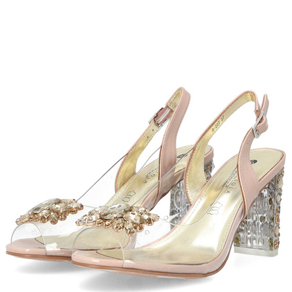 Sandały na modnym obcasie - SCAVIOLA S-207 BEŻOWE