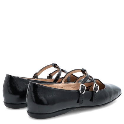 Hiszpańskie baleriny z paskami - WONDERS A-86131 CZARNE
